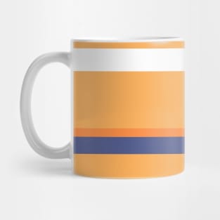 A fantastic jumble of Purple Navy, White, Sandy, Pale Orange and Orangeish stripes. Mug